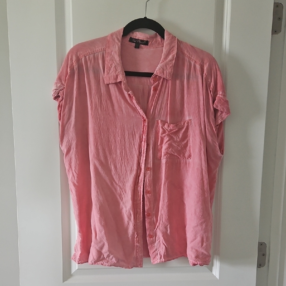 Velvet Heart Pink Casual Button Down Shirt